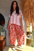 Annie 1972 Shirring Pleat Barrel Pant Rhubarb Rose
